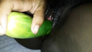 African Thot Teenagers self Pleasure Deep Fucking Huge Cucumber Sex Toy Cock