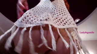 redhead beauty pussy play in transparent underwear tease nude hard nipples close-ups