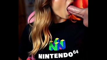 Hot gamer girl sucking a cock - AI Generated