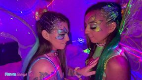sasha tatcha and tiny rhea bring lewd energy to a neon afterparty!