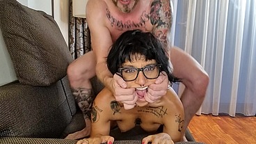 [WET] ANAL-HILIATION of Young French Inked Candy Scott, pissed in mouth, spit & slapped on face