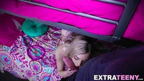 ”Petite 18yo Allie Nicole eats cum after huge cock riding”