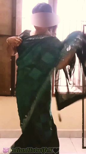 Desi Tamil Chubby Wife Lux Saree Wear Tease Shows Boobs Belly Hairy Pussy Ass! Indianhotwifex