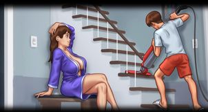 Summertime Saga 03 - Pervert Slut With Huge Big Boobs Loves Making Him Very Horny - Big Boobs MILF Porn Game