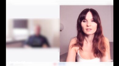 Jeny Smith flashes during Skype lesson. Bottomless