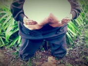 Aussie BBW Pees In Garden With The Birds Chirping