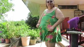 Out doors drying off after my hosing lol and putting on a sun dress while you watch! Thanks have a great weekend!