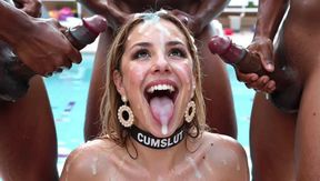 bukkake, a young, blonde Slavic woman with, video created by AI