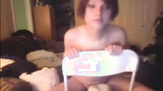 Twink Crossdresser Strips and Plays on Webcam