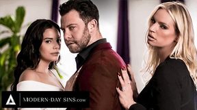 Cheating Husband Fucks Sneaky Mistress In Secret While Wife Waits In Other Room - Seth Gamble, Rachael Cavalli And Violet Starr