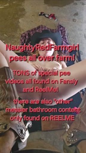 Farmgirl pee's all over the farm! Pissing herself with a full desperate bladder!