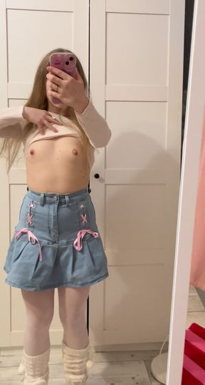 Sweet girl shows her tits