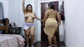 Two big booty latina girls dancing