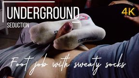 Foot job with sweaty socks after workout - Rossi’s post-workout session - 4K
