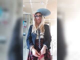 Lewd Sissy in Uniform Likes Her Precum