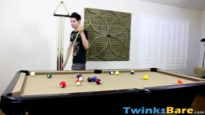 Twinks end up barebacking after playing pool turns them on