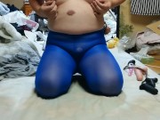 japanese crossdresser MILK  in royal blue tights