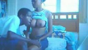 Beautiful ebony cousine sucking her boyfriend dick deepthroat