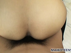 Minami squeals and moans while he fucks her sensitive little pussy