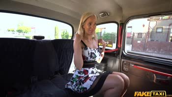 Blonde Bombshell Emily Bright Flashes Huge Tits in Fake Taxi Frenzy