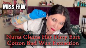 Nurse Cleans Her Dirty Ears Cotton Bud Wax Extraction
