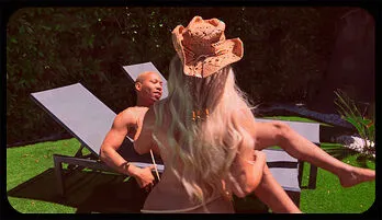 Blonde Cowgirl Kayley Gunner Rides Black Stallion Ricky Johnson by the Pool Latest upload