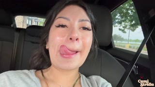 Latina Drives Around In Public With Cum On Her Face After Sucking The Soul Out Of Him!!!