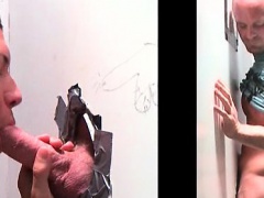 Bald straight guy taking gay BJ on gloryhole