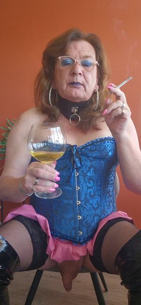 Enjoying a warm drink and a cigarette
