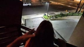 Enormous Ass EXPERIENCED ONE redhead rides cock on hotel balcony