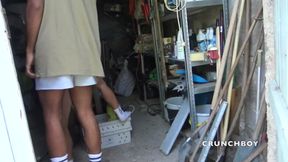 A slut fucked raw by a straight boy with a mask outdoor