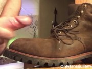 Hot construction worker w/ big uncut cock cums on his work boot. Full video @onlyfans/julianwolfgang