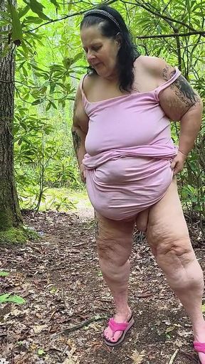 Creepy Stranger Watching Fat Slut in Woods Oops He Tripped