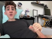 Cute Anime Cartoon Boy Guy Jerks his Cock and Cums on his Face
