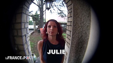 Slutty French redhead delivers pizza and pussy
