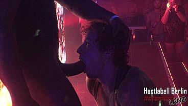 Cutler X pounds Christian Hunter in front of a horny audience