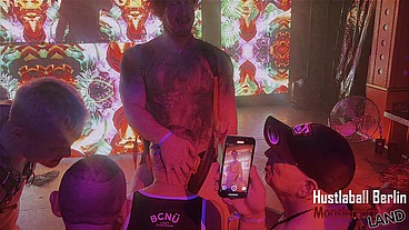 Cutler X pounds Christian Hunter in front of a horny audience