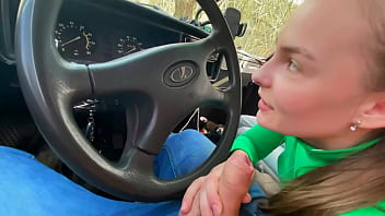 Pretty Teen Slut Sucks Cock In Car And Gets Fingered By Older Man