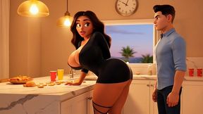 hot curvy married brazilian wife secretly fucked by young neighbor in kitchen before guests arrive (ai generated)