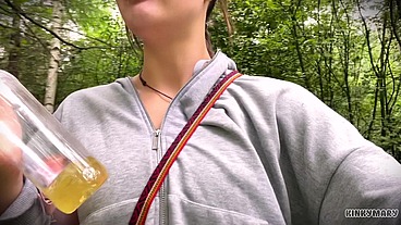 Daring Outdoor Piss Ritual in Park - Kinky Mary Drinks Everything