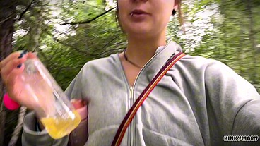 Daring Outdoor Piss Ritual in Park - Kinky Mary Drinks Everything