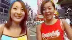 Hot Japanese Babes Suck Huge Cock Publicly With Passion