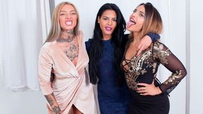 Crazy lesbian sex game with Apolonia LaPiedra, Nefka Blonde and Kiara Strong