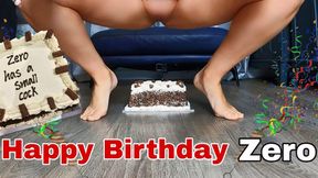 Milfy stepmom humiliates submissive hubby with cake sitting and pussy licking