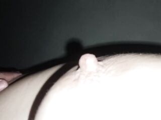 My spouse plays and sucks my swollen teats, I'm warmed by the rich sounds that guy makes when this chab licks my moist melons