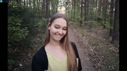 Naughty teen gives risky bj in the forest