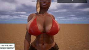 Big Tits perfect blonde walking in bikini