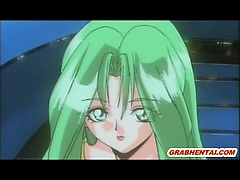 Lesbian hentai fingering pussy and squeezing tits