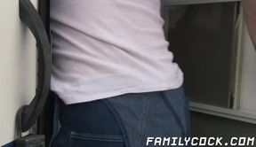 Daddy banging his twink stepson raw before creampie