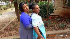 African MILF Lesbians Kiss In Public At House Party